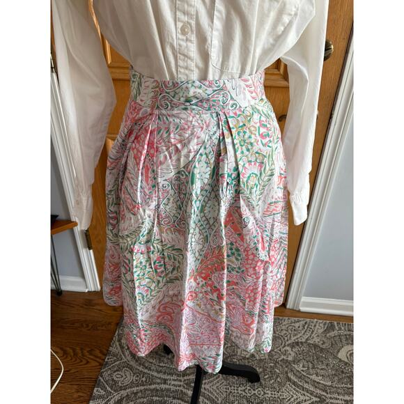 Jeune Otte Women's Cotton Midi Skirt Multicolor Floral Print Small Made in USA - Picture 3 of 7